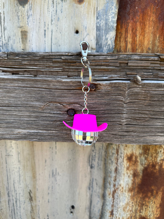 Disco Ball Hot Pink Key Chain