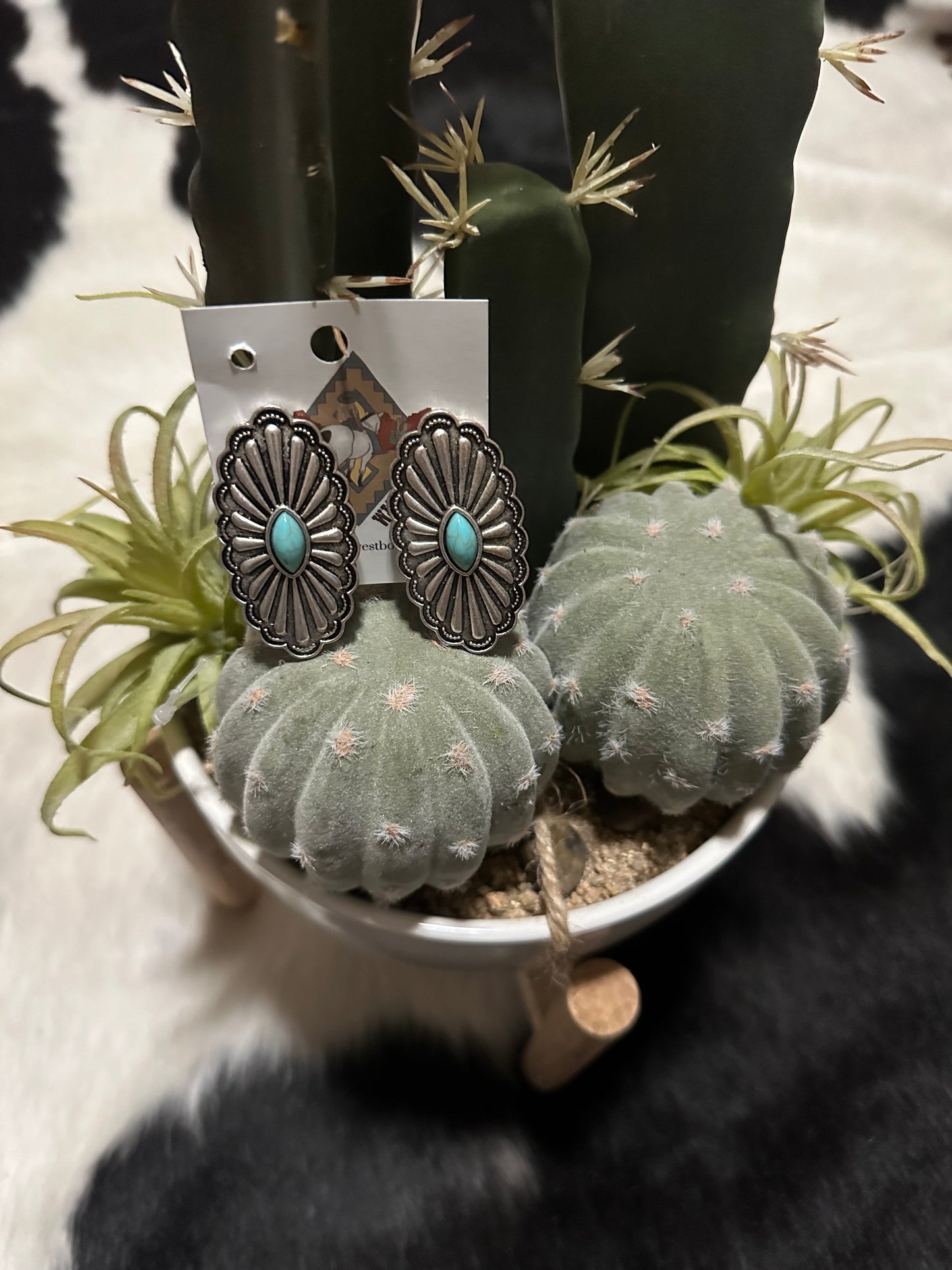 Turquoise Concho Earring