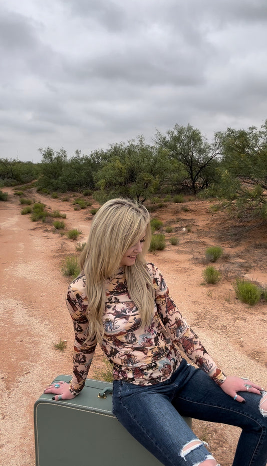 Vintage Cowboy Mesh Top