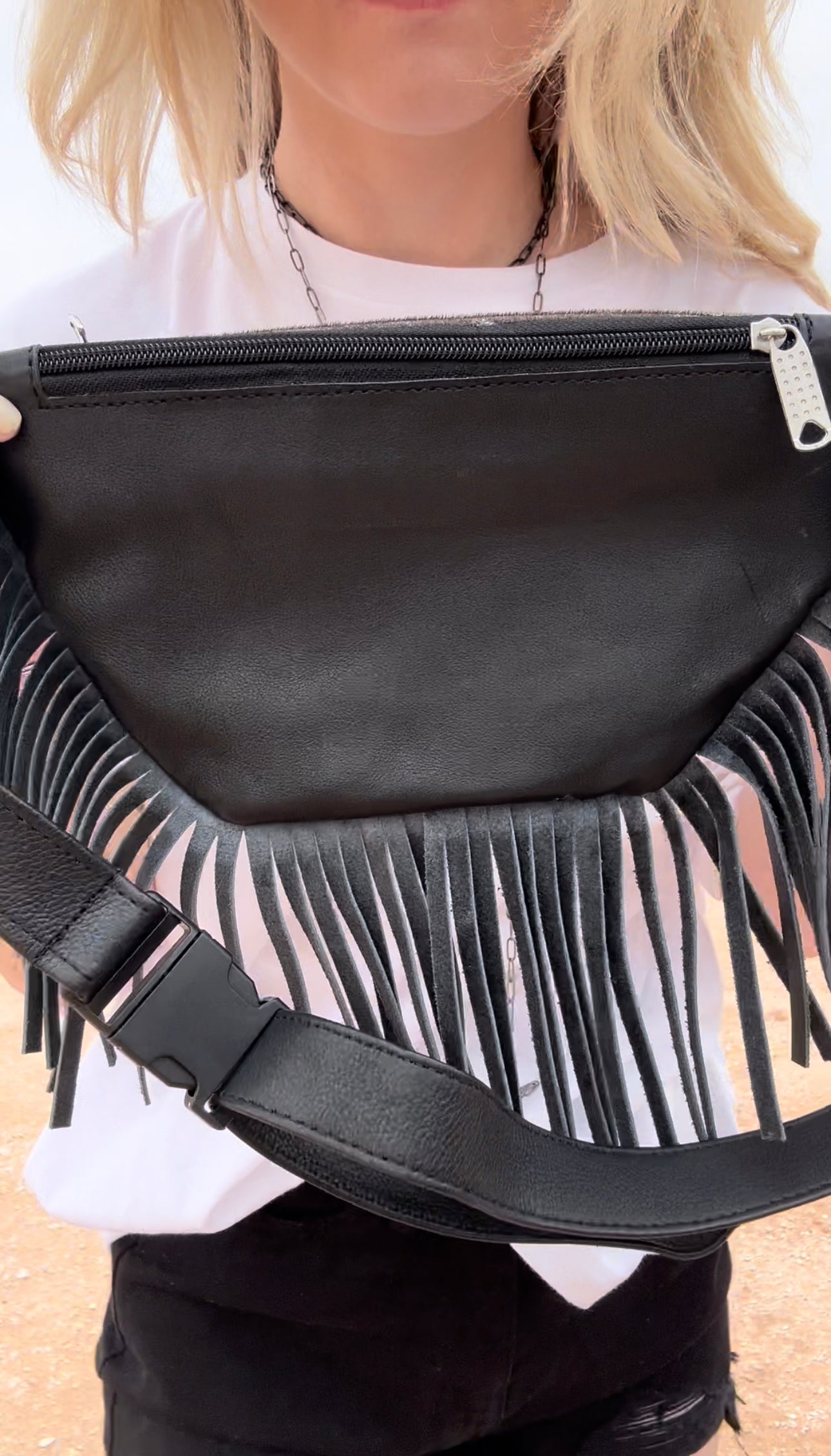 Cowhide Fanny Pack in Black