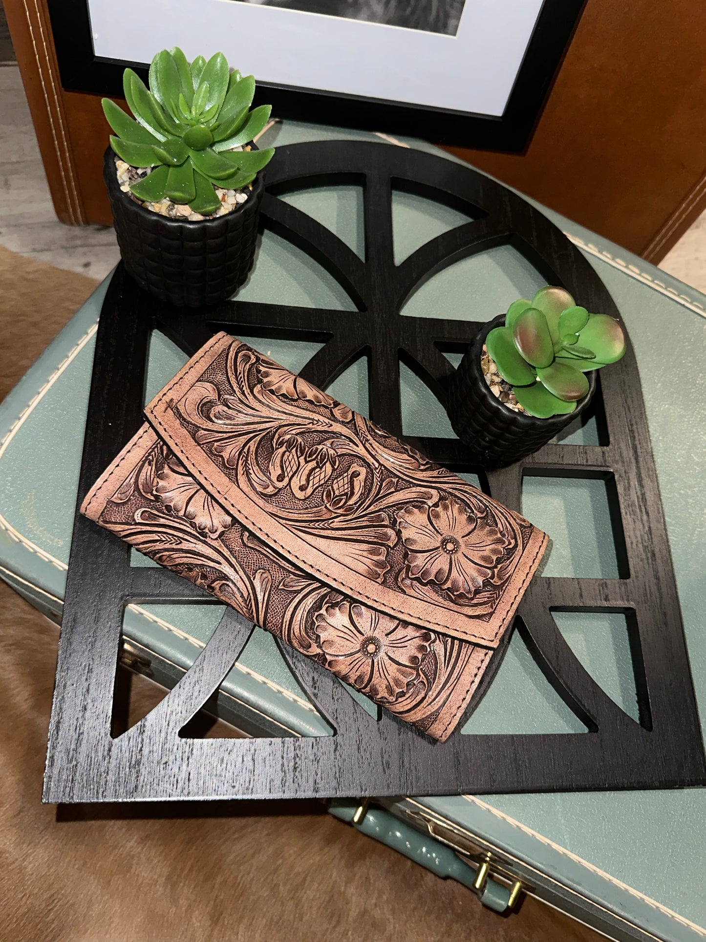 Floral Tooled Leather Wallet