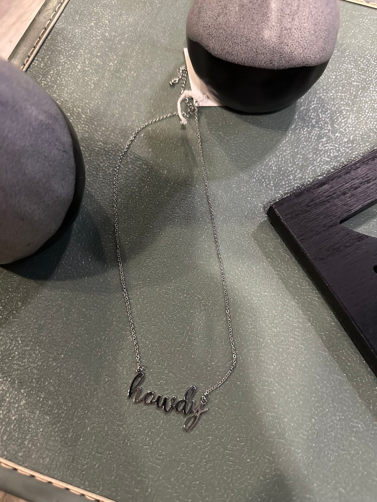 Howdy Script Necklace in Silver