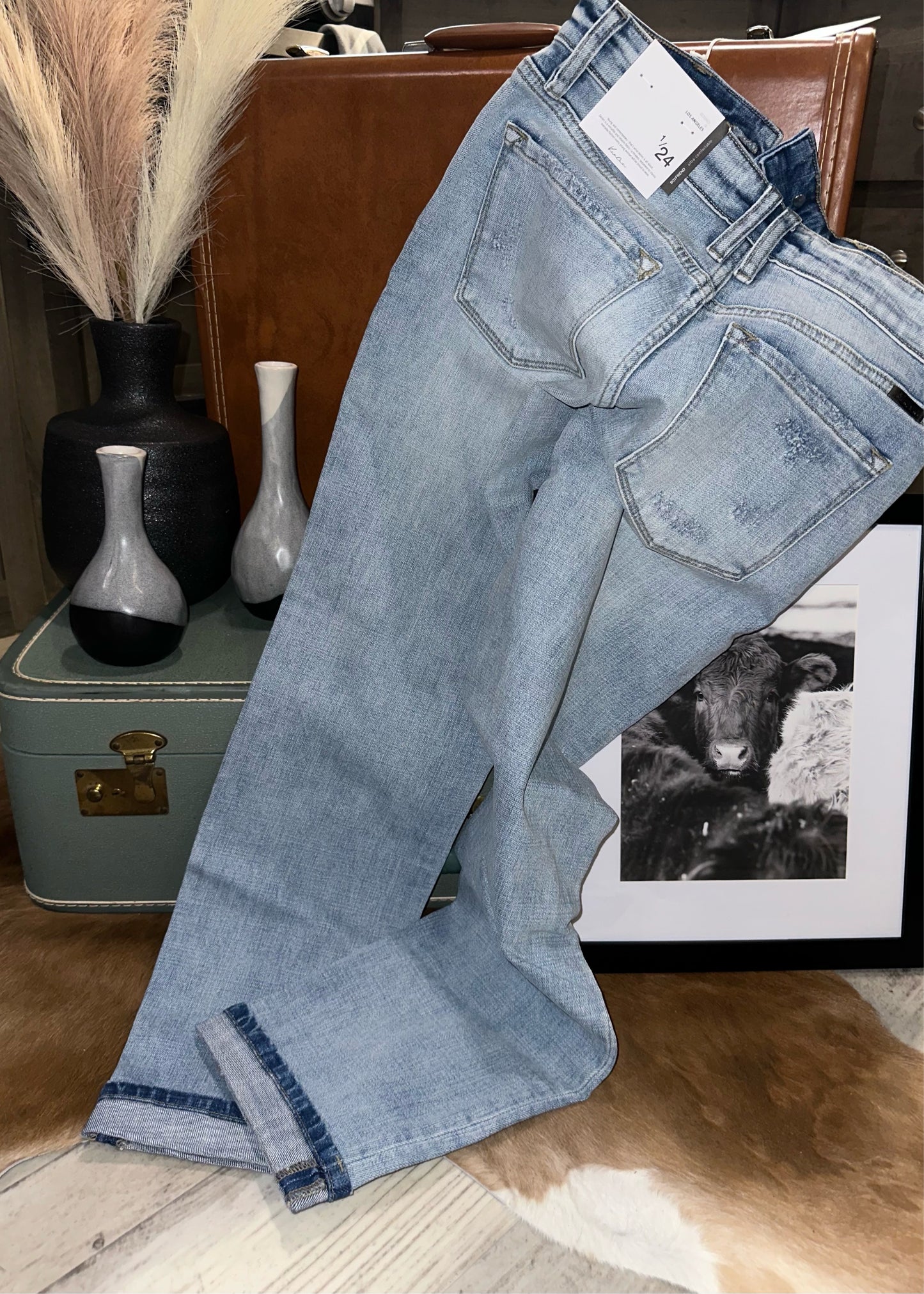 KanCan Light Washed Boyfriend Fit Crop Jean