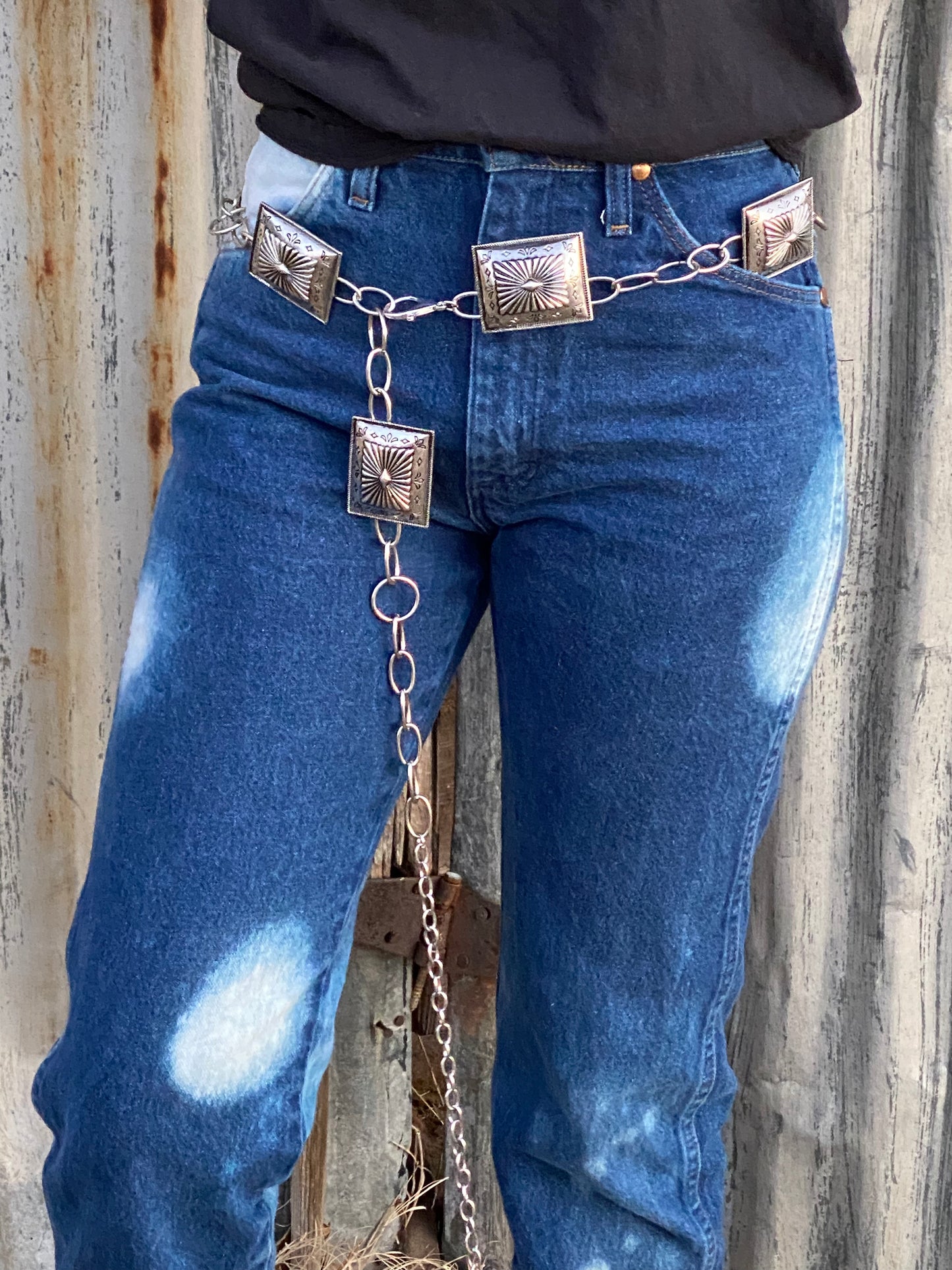 Square Concho Cross Belt