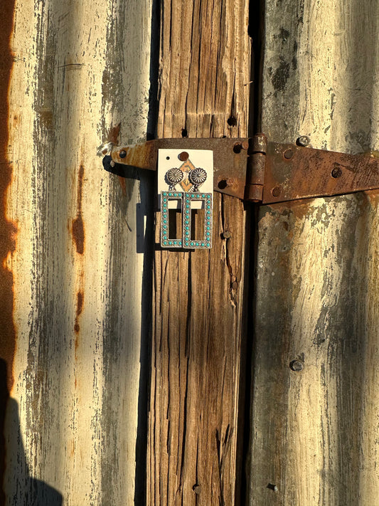 Rectangle Turquoise Framed Earring